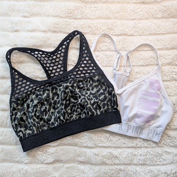 PINK Victoria's Secret Other - Victoria's Secret PINK Sports Bra Bundle Size Medium Black Camo & White